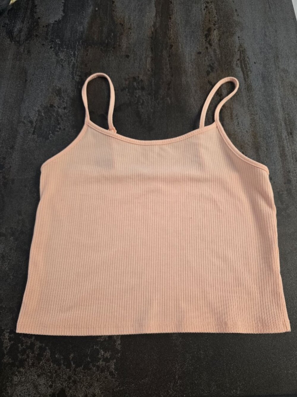 American Eagle coral Ribbed Cropped Tank Top Adjustable Straps Size M